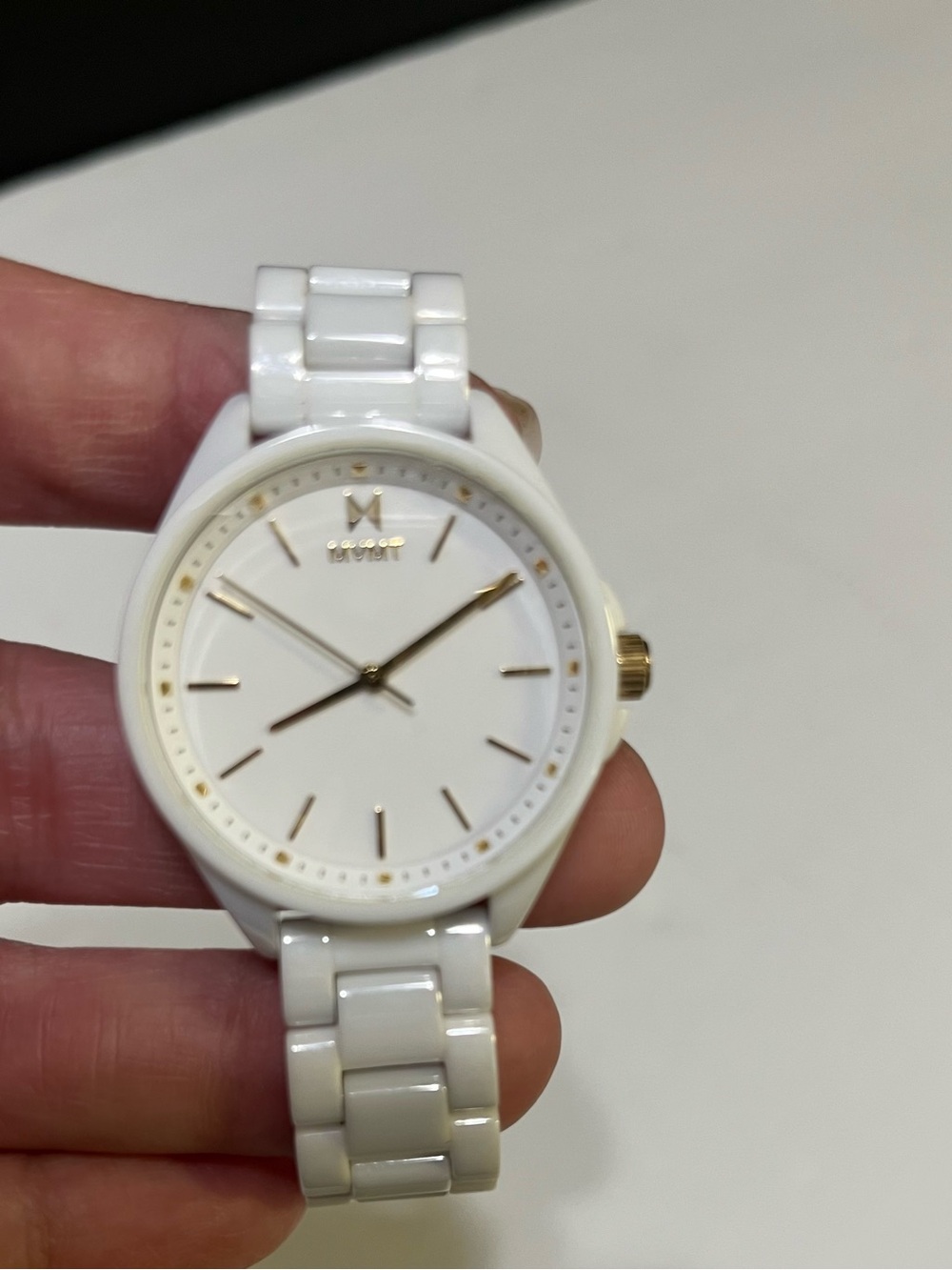 MVMT White Ceramic Women's Watch with Gold Accents